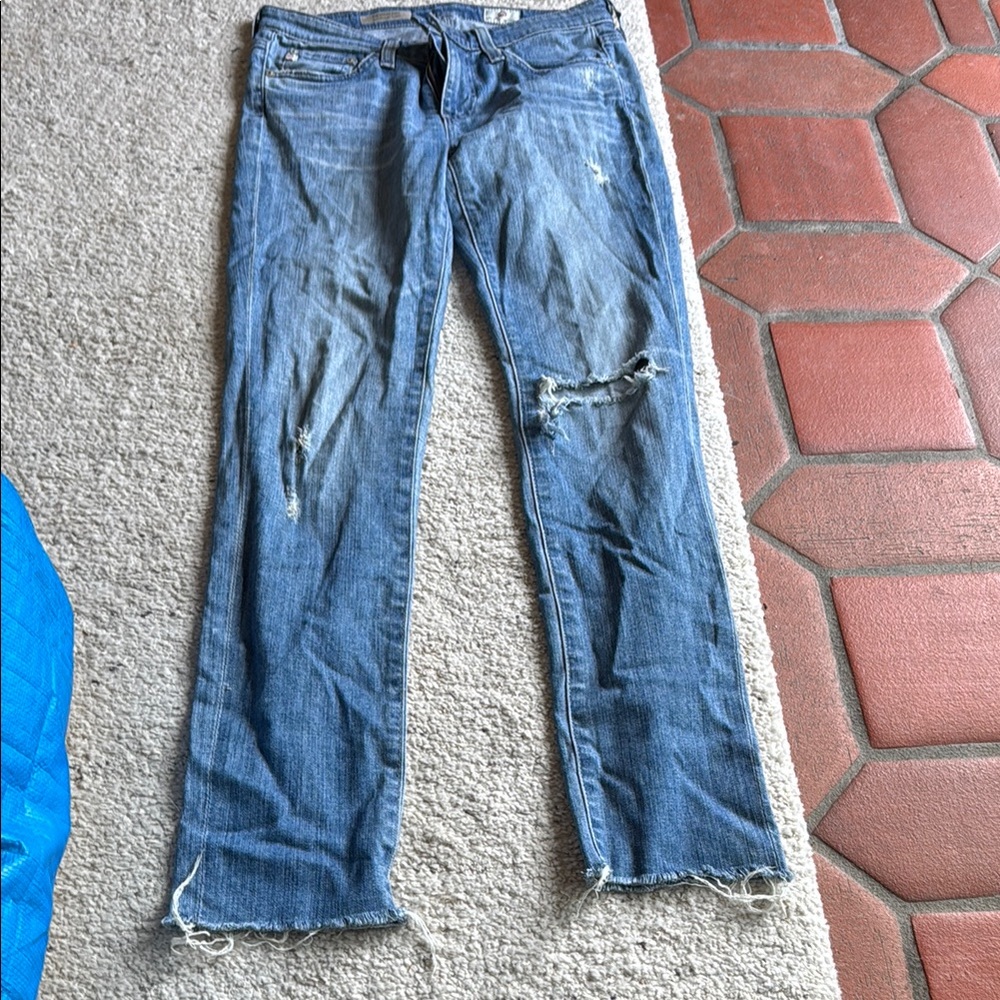 Distressed Blue Jeans